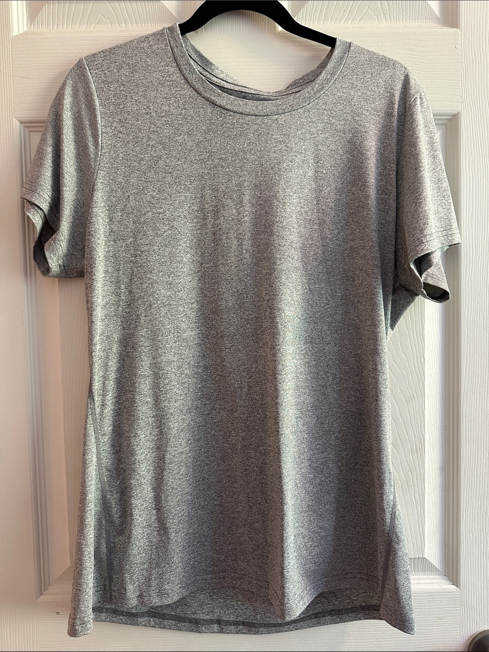 “Dri-fit” material, Women's Short Sleeve Crewneck Tee - Grey